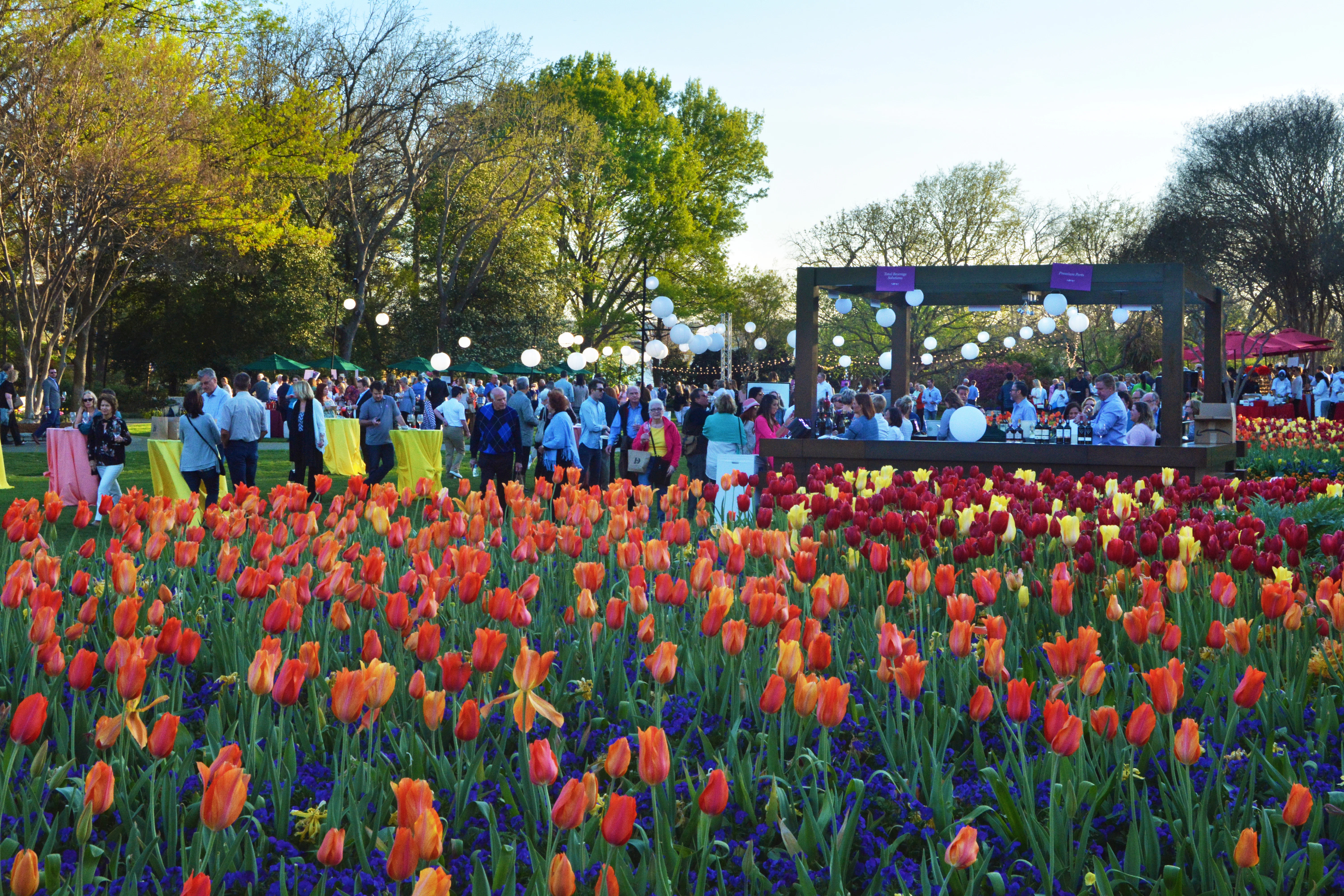 People gathered amongst flowers