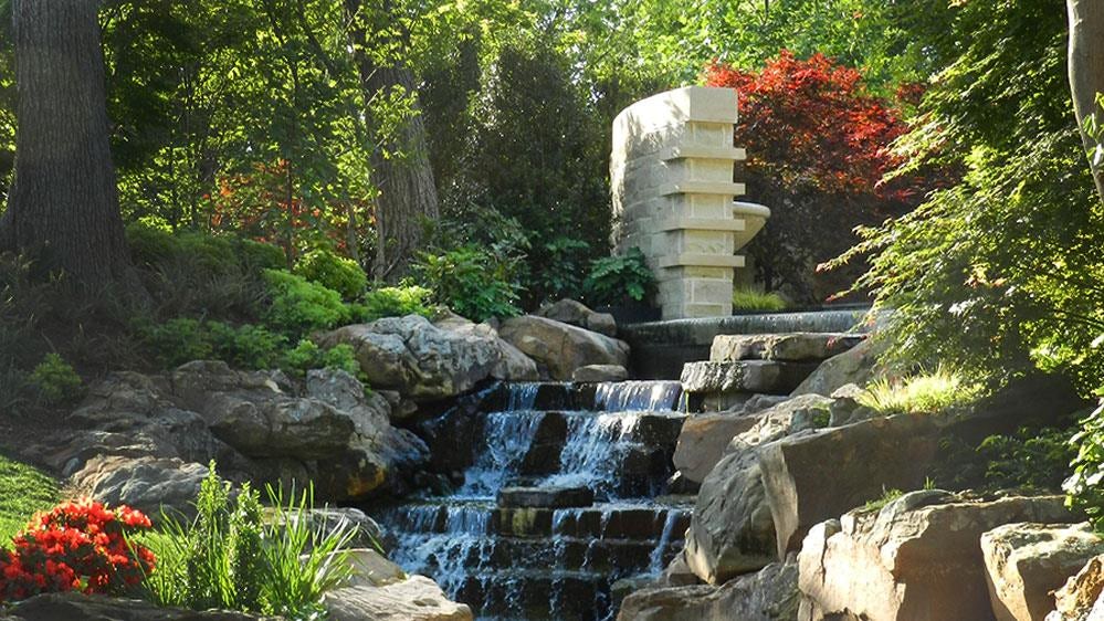 The entry waterfall in the Red Maple Rill