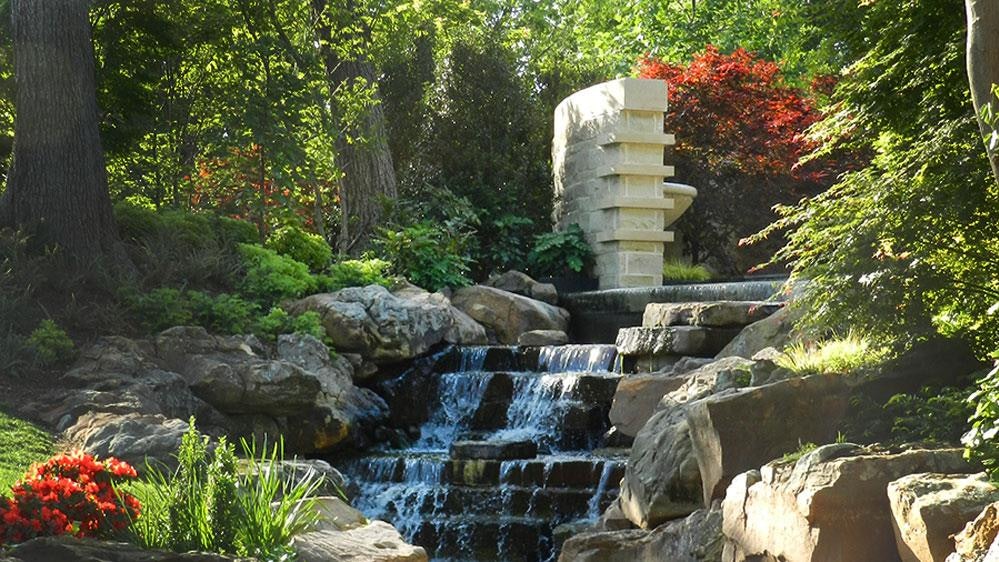 The entry waterfall in the Red Maple Rill