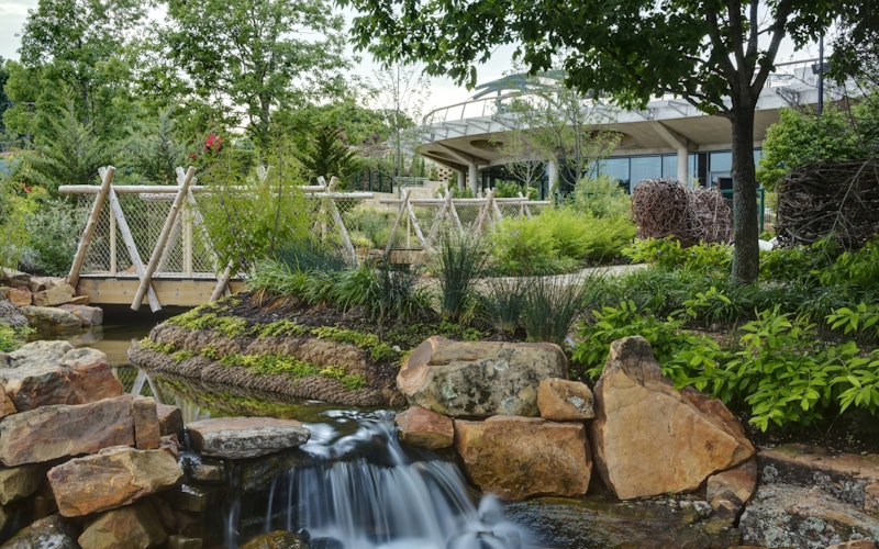 water flows in an outdoor learning gallery
