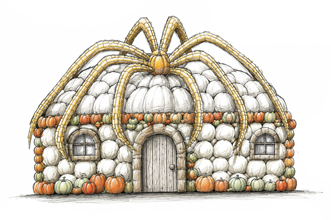 Pumpkin Village hut design inspired by Louise Bourgeois